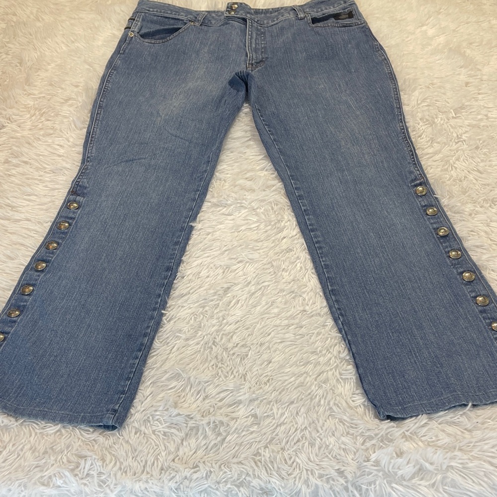 Harley-Davidson DENIM SEE MEASUREMENTS Jeans with Button Accents WOMENS 16